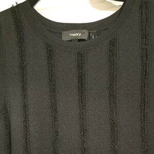 Theory Black Fringed Detail Top